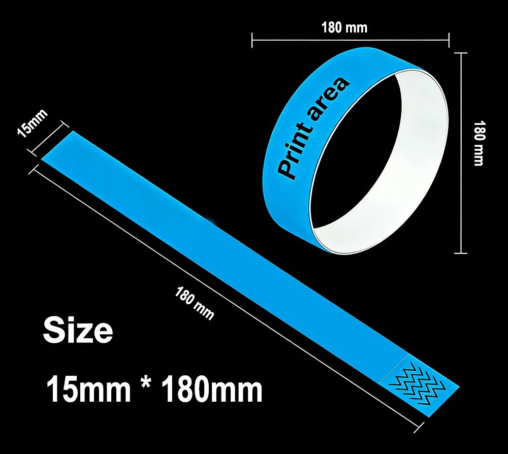 Gelang tangan Tyvek kanak-kanak kecil atau bayi, 15 mm kali 180 mm