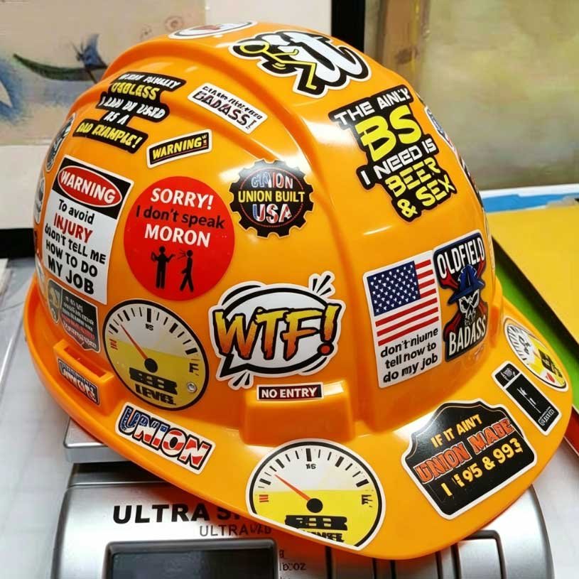 Waterproof Vinyl Hard Hat Stickers for Construction Crews
