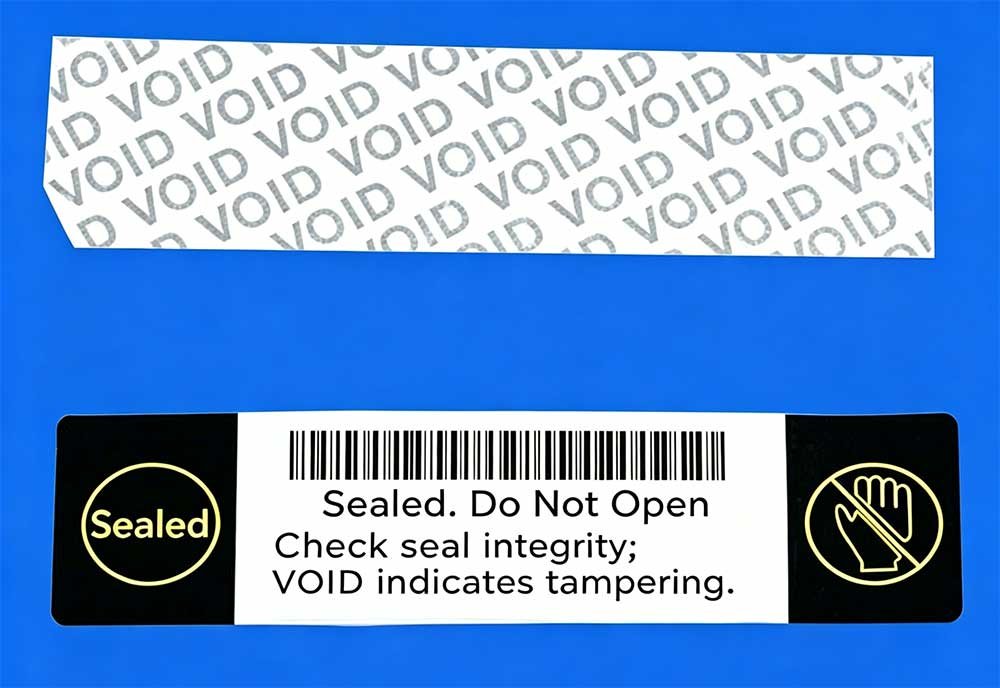 Label Kod Bar Keselamatan Bukti Gangguan VOID